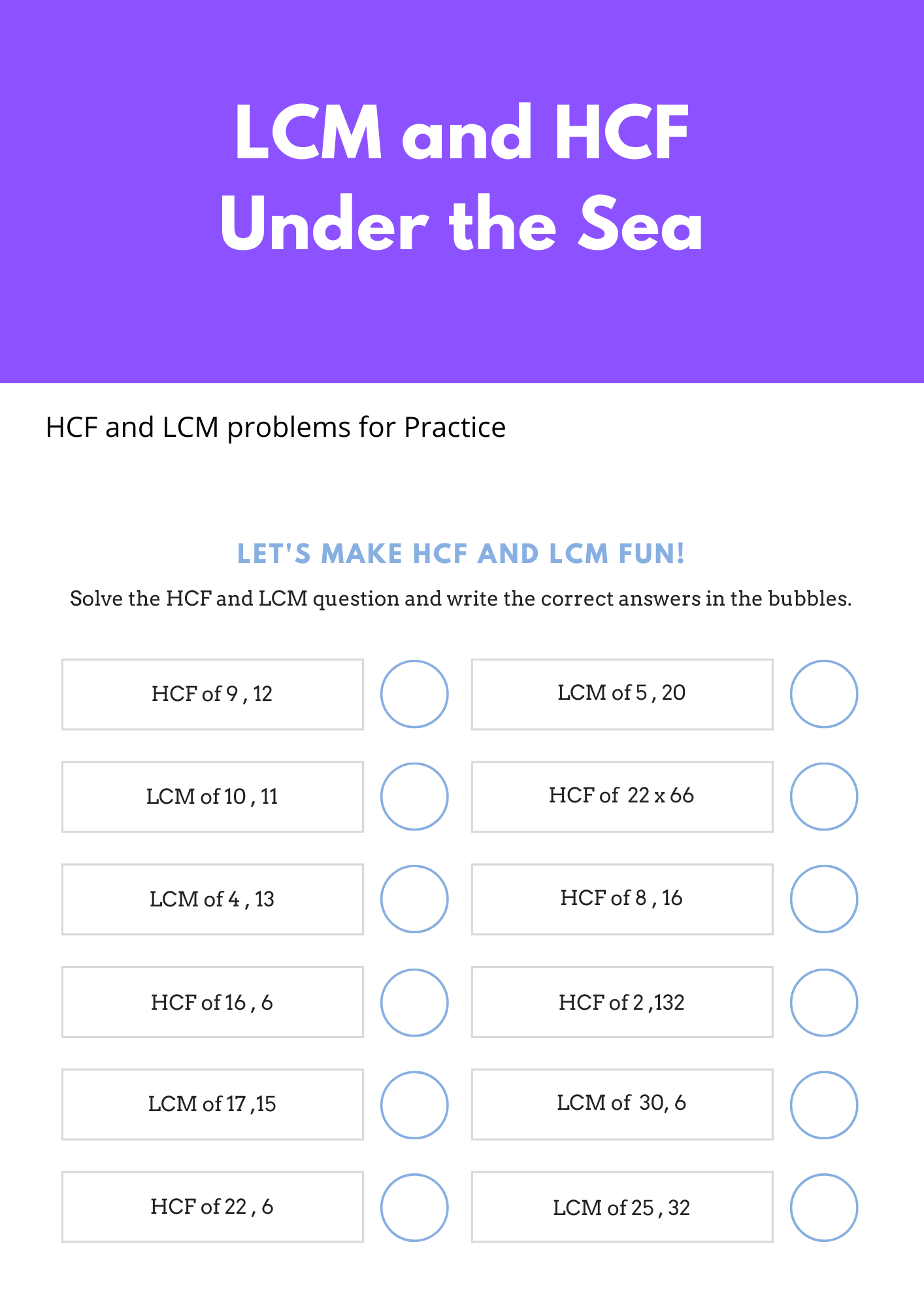 HCF and LCM questions for Class 6 Maths Playing With Numbers with Solutions